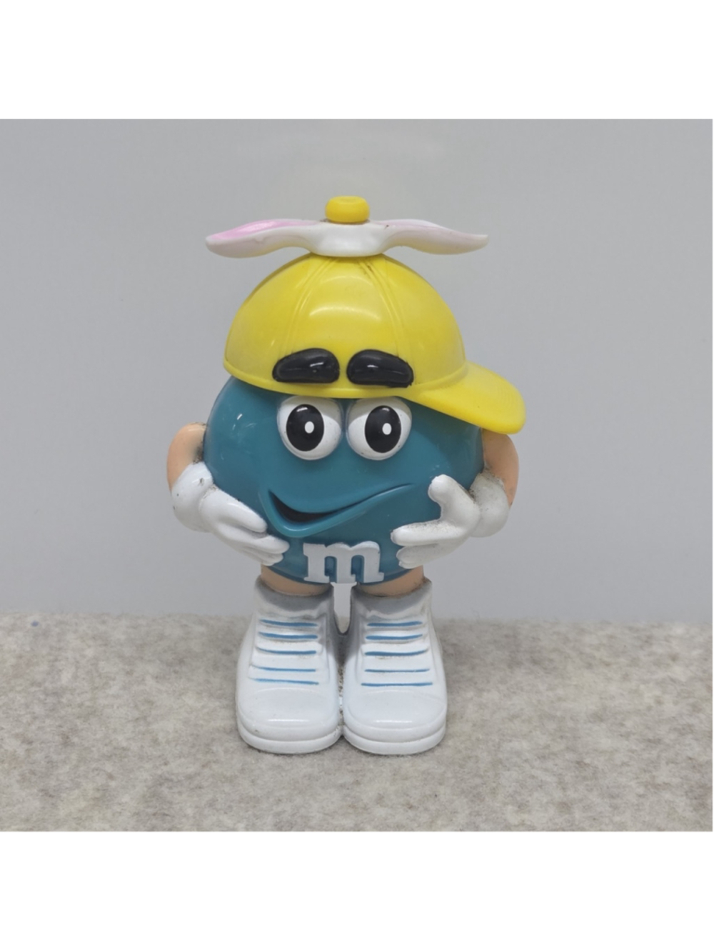 Vintage Blue M&M Propeller Hat Candy Dispenser Mini Character Toy Collectible